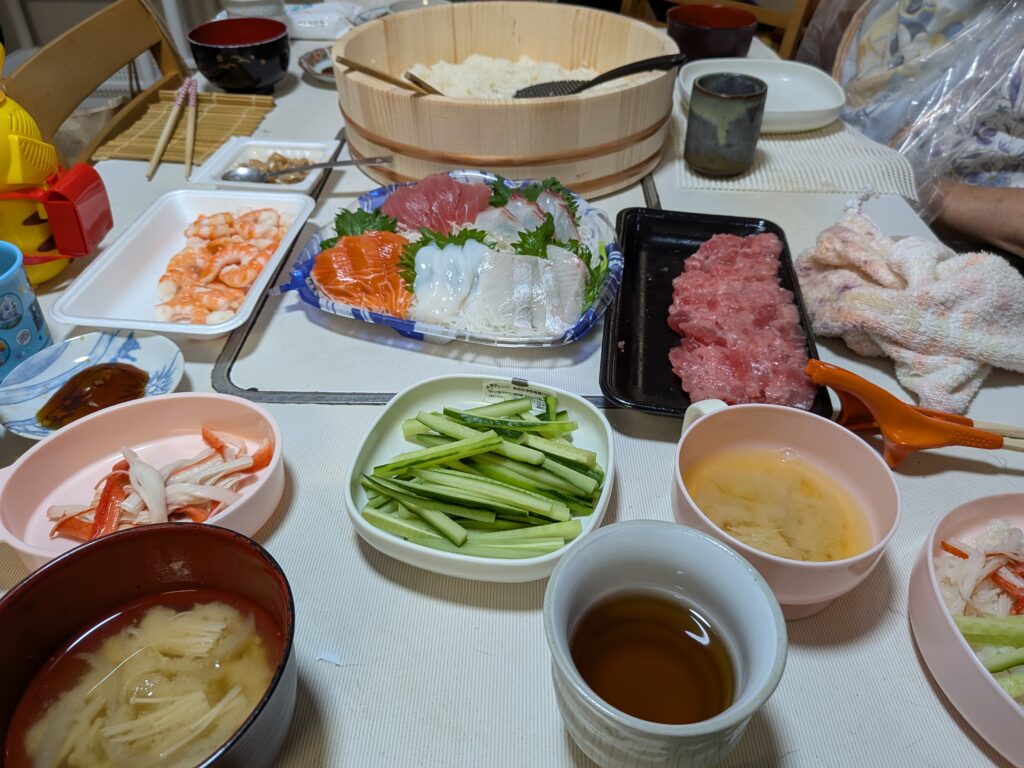 48日目 夕食:
・手巻き寿司(米食べず)